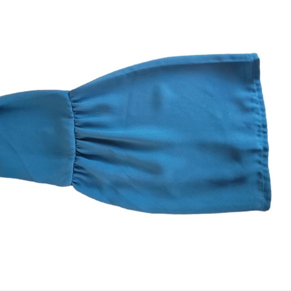 A&F Bell Statement Sleeve Boho Solid Shirt Teal Blue XS - Picture 4 of 4